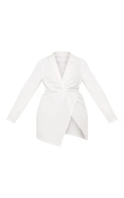 Plus White Twist Front Shirt Dress -Goremje Style 27451c623c146f1e66c2a0cc569dccb5dd39da34 CMA6640 3