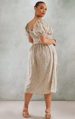 Plus Taupe Ditsy Floral Puff Sleeve Midi Dress 8 Plus Taupe Ditsy Floral Puff Sleeve Midi Dress -Goremje Style 28ade8dd89450d43a0fae5afd9d6a9c905772dcb cnc9564 2