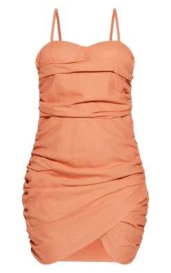 Petite Clay Linen Look Ruched Mini Dress -Goremje Style 293ca1c8b3438fa66de3adbf7b46dd01c121add0 cnd7082 5