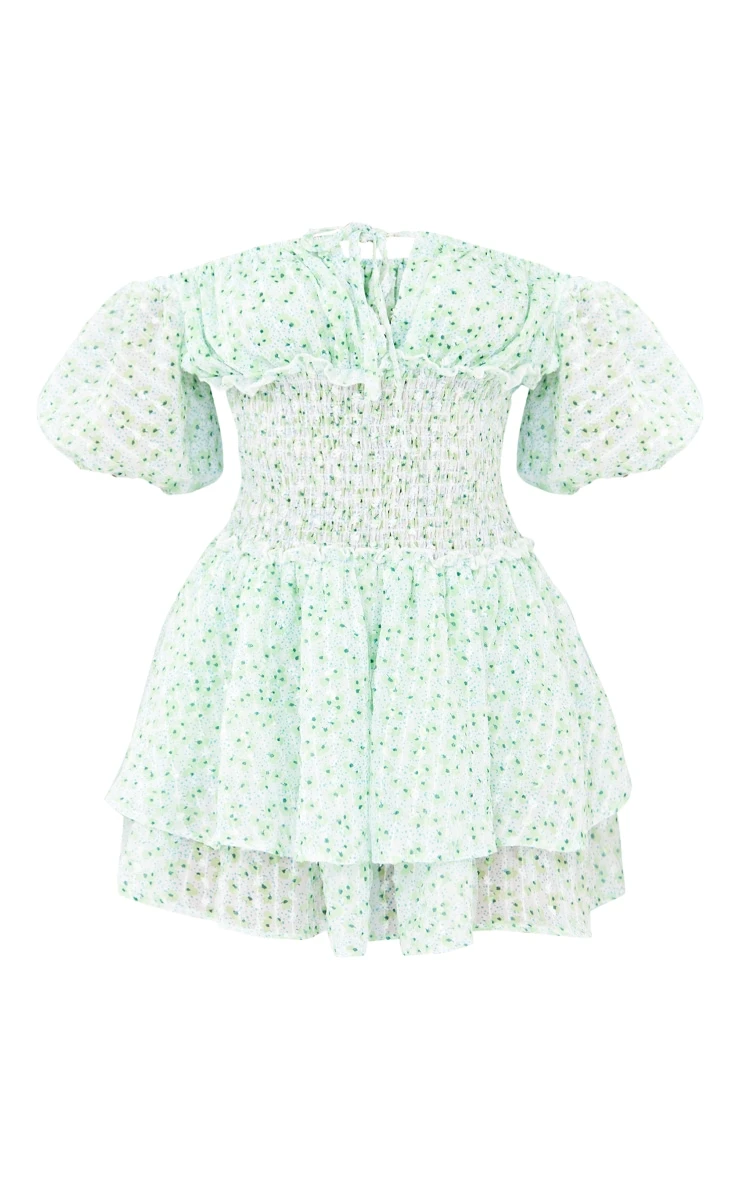 Petite Green Ditsy Print Skater Dress 7 Petite Green Ditsy Print Skater Dress - Image 5