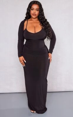 Plus Black Slinky Strappy Sleeve Detail Maxi Dress -Goremje Style 29c1e54107dc79f25a28b1b0febe8a59c2ed49e8 cnd8784 3