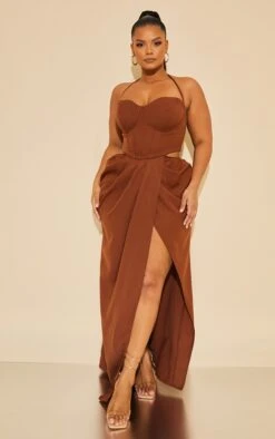 Plus Chocolate Corset Ruched Maxi Dress -Goremje Style 29f795ab4b1ce6fbdd46ef5801415f4ed5d860be cmu5484 4