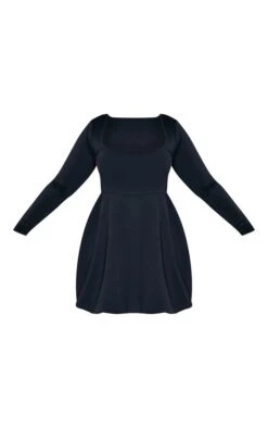 Plus Black Square Neck Puffball Hem Dress -Goremje Style 2c9804c0f5fa6c9b62f3ec73c9693198fed50a25 cnc5167 5