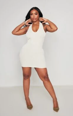 Shape Cream Contrast Rib Halterneck Bodycon Dress -Goremje Style 2d13121035b7512219c22891f3438d54f3cf13ee cne0555 3