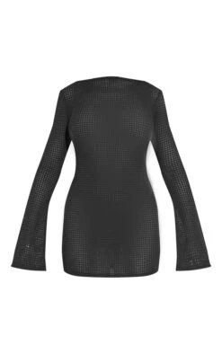 Petite Black Textured Open Back Mini Dress -Goremje Style 2d2532c887aec1c19666c2d4cd1572d339be299c cne9497 5