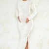 Maternity Cream Textured Midi Dress With Side Split