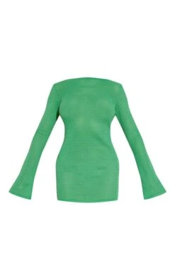 Petite Green Textured Open Back Mini Dress -Goremje Style 2f83ccaccacd59029c40f355a80a446e8b060d5e cne9498 5