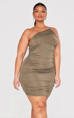 Plus Khaki Ruched One Shoulder Bodycon Dress 9 Plus Khaki Ruched One Shoulder Bodycon Dress -Goremje Style 2f98df91a689685bc6e8d37fe40cb4f3cac00a72 cnd2489 1
