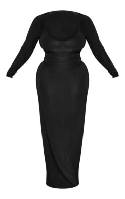 Plus Black Slinky Strappy Sleeve Detail Maxi Dress -Goremje Style 3050a90f348bc846e96e24bb7e0ecdc80097dce9 cnd8784 5