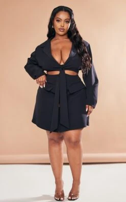 Plus Black Cut Out Knot Front Blazer Dress 9 Plus Black Cut Out Knot Front Blazer Dress -Goremje Style 30ca9f67bd9c2c729adc692c7c20dc306f7fb75a cnc9832 3