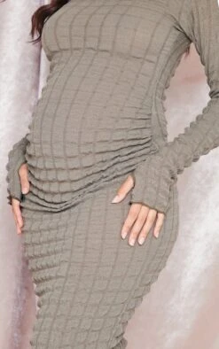 Maternity Khaki Green Bubble Textured Midaxi Dress 10 Maternity Khaki Green Bubble Textured Midaxi Dress -Goremje Style 31035189c60cd0b93f544f71d75bef112c042a18 cne2418 4