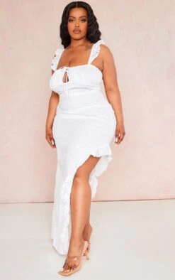 Plus White Broderie Anglaise Frill Detail Midi Dress -Goremje Style 314268d39d2e900500e1f7af3335c987944f6d0c cnd4857 3