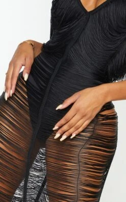 Shape Black Fringe Detail Midaxi Dress -Goremje Style 3395eb151479f67181012dacd7b4e4d64ef8dbb5 cmq4277 5