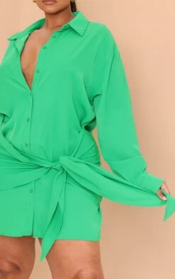 Plus Bright Green Tie Front Shirt Dress -Goremje Style 347e38dbe3036f1d6920ac27b7a59ea12a4760b6 cmw4104 5