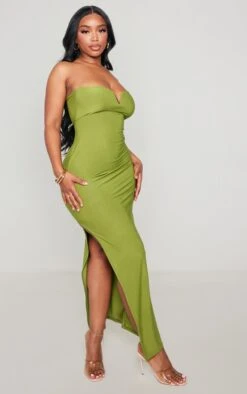 Shape Olive Slinky V Bar Midi Dress -Goremje Style 348d333c214bd08172ff5ed66883a0fe496d9e25 cne0489 3