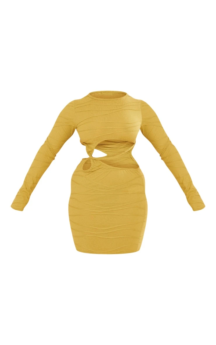 Shape Olive Textured Jersey Cut Out Bodycon Dress 7 Shape Olive Textured Jersey Cut Out Bodycon Dress - Image 5