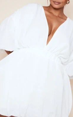 Plus White Textured Puffball Shift Dress -Goremje Style 34c872d169966fcf17bf5a5f54ef1f3928764a43 cne0679 4