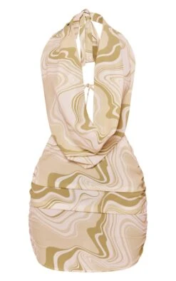 Petite Green Swirl Print Cowl Front Trim Detail Bodycon Dress -Goremje Style 35a1319235ecf3bfe88a0bccfeefabd8aafaa94d cne2301 5