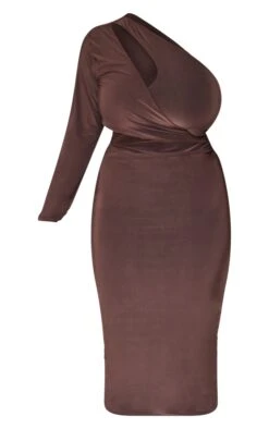 Plus Chocolate Cut Out One Shoulder Midi Dress -Goremje Style 36f07b7818b8450d257c95534adc5dd2c81b4962 cna7484 5