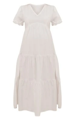 Maternity White Cotton Tiered Maxi Dress -Goremje Style 38604f80cc1b436ccc9e8c410f8cb89ae11ee44d cmy0822 6