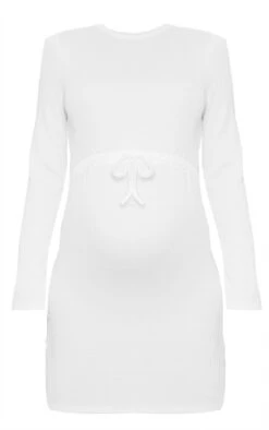 Maternity Cream Tie Waist Mini Dress -Goremje Style 39eef3eaac007e255f250e1361b287e2819c5ae1 cmq9886 6