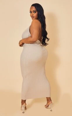 Plus Stone Knitted Plunge Maxi Dress -Goremje Style 3c498d5f458e2bae839a0428196055466cc09b4f cmw2975 3