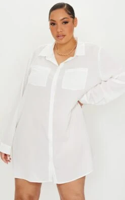 Plus White Plain Shirt Dress -Goremje Style 3cc94d5ad8bdd3e4ead8c9cbf95d619389b9898c cmn9766 3