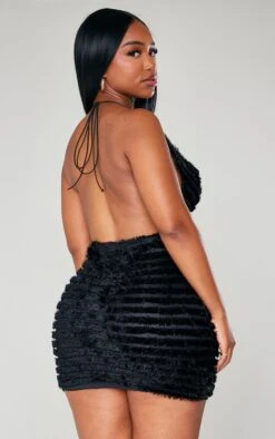 Shape Black Textured Cowl Backless Bodycon Dress -Goremje Style 3d52192cf437da81078738dcedd9bf1e20aec91a cnb7716 2