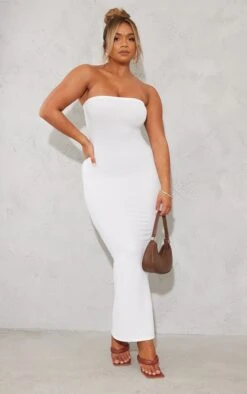 Shape White Textured Bandeau Midaxi Dress