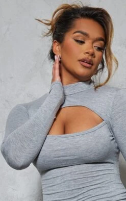Shape Ash Grey Jersey Cut Out Long Sleeve Midi Dress -Goremje Style 3e84c389a9a909ed787164ce575961bbf06acf63 cnd0638 4