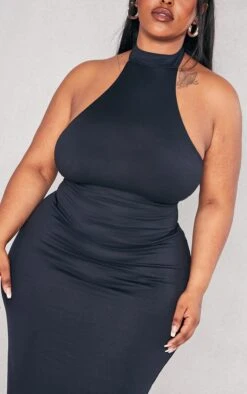 Plus Black High Neck Midi Dress -Goremje Style 403c8d0633220593cfa6f9645d9efd12ca2b26e4 cnc9677 4