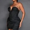 Shape Black Woven Asymmetric Plunge Ruched Bodycon Dress