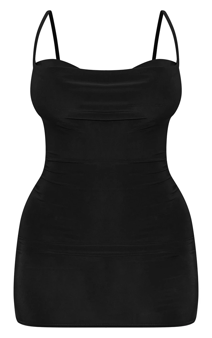 Shape Black Slinky Cowl Neck Mini Dress 7 Shape Black Slinky Cowl Neck Mini Dress - Image 5