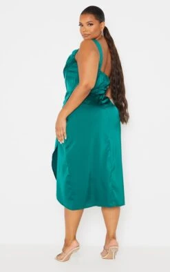 Plus Emerald Green Satin Drape Detail Side Split Midi Dress -Goremje Style 42efb9ca983bf3fc5b1824a1e5cb4800d6e36032 cmu5773 3