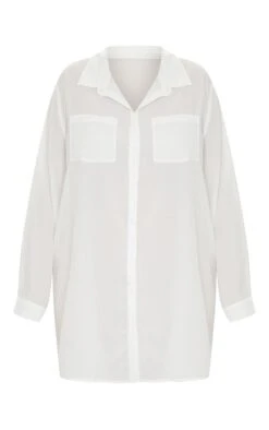 Plus White Plain Shirt Dress -Goremje Style 433bbb925026572aa2f93d5596cad319ccdc832a cmn9766 5