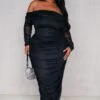 Plus Black Mesh Bardot Long Sleeve Midi Dress -Goremje Style 43ad5be1e27058e12a93d5a178fce1121b415ab1 cnd2493 1