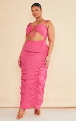 Plus Hot Pink Ruched Cut Out Midi Dress -Goremje Style 4516254986114fe31348a6a60e4a08d06c2ad0e5 cnc9699 3