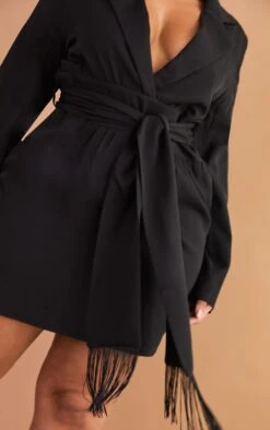 Plus Black Wrap Front Tassel Belted Dress -Goremje Style 4658ba4058b7f86408856428f4ee2e599e6a99dd cmw2778 4