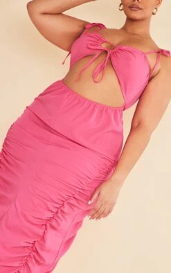Plus Hot Pink Ruched Cut Out Midi Dress -Goremje Style 46fc2b2d97e9701749247c532a142410d5ff7212 cnc9699 4