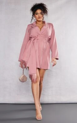 Plus Rose Wrap Front Tassel Belted Dress -Goremje Style 49ffc36602350a4ff9a0c79c249906329291133f cnc7347 3