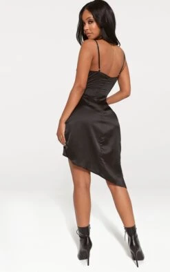 Shape Black Satin Wrap Dress -Goremje Style 4a505ca0c3b402410f10668ea7d550b73e05be8d CLU3824 2