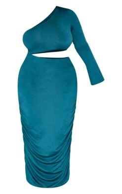Plus Emerald Green Slinky One Shoulder Cut Out Midi Dress -Goremje Style 4a8057772a15b300ecac8fdbeb1478d077a1fe88 cnb4366 5