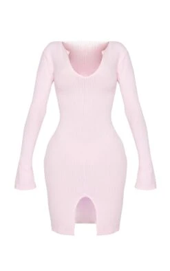 Shape Baby Pink Brushed Rib Split Sleeve Bodycon Dress -Goremje Style 4b7dec99e0c52abed493b0f43941220993dc0e6a cmq6831 6