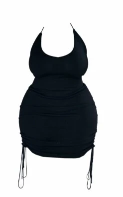 Plus Black Ruched V Neck Strappy Knitted Dress -Goremje Style 4c2c481d68dfbc7119ab7ed72006973ce69da75e cnc7958 5