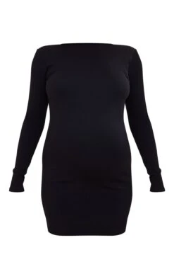 Maternity Black Longsleeve Contour Rib Bodycon Mini Dress -Goremje Style 4c59371bb28a60e9c1c9321bdcafb21ede1c197b cnc9956 5