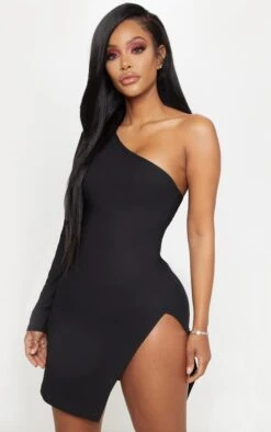Shape Black One Shoulder Split Bodycon Dress -Goremje Style 4cfbb6bd3a55c898071022d7b97e8f2a1bb9535e CMB0410 4