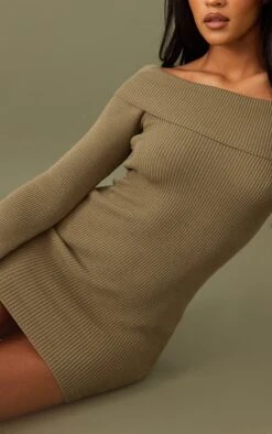 Tall Khaki Knit Off The Shoulder Mini Dress -Goremje Style 4d0878ffeef3e692782f5d42142f12760e9189dc cnc4061 4