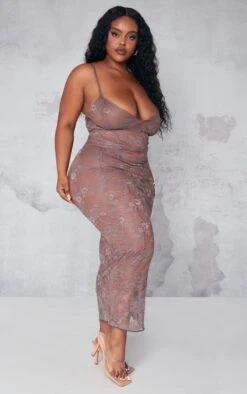 Plus Chocolate Lace Strappy Midi Dress -Goremje Style 4d0aefa1a199cb92cf7d105625431a48957de6e6 cnb0091 3