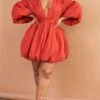 Plus Rust Puff Sleeve Puffball Hem Dress 2 Plus Rust Puff Sleeve Puffball Hem Dress -Goremje Style 4d36cc3a769ea55d5fe9ffe3d70e57227e40d502 cmw4142 1