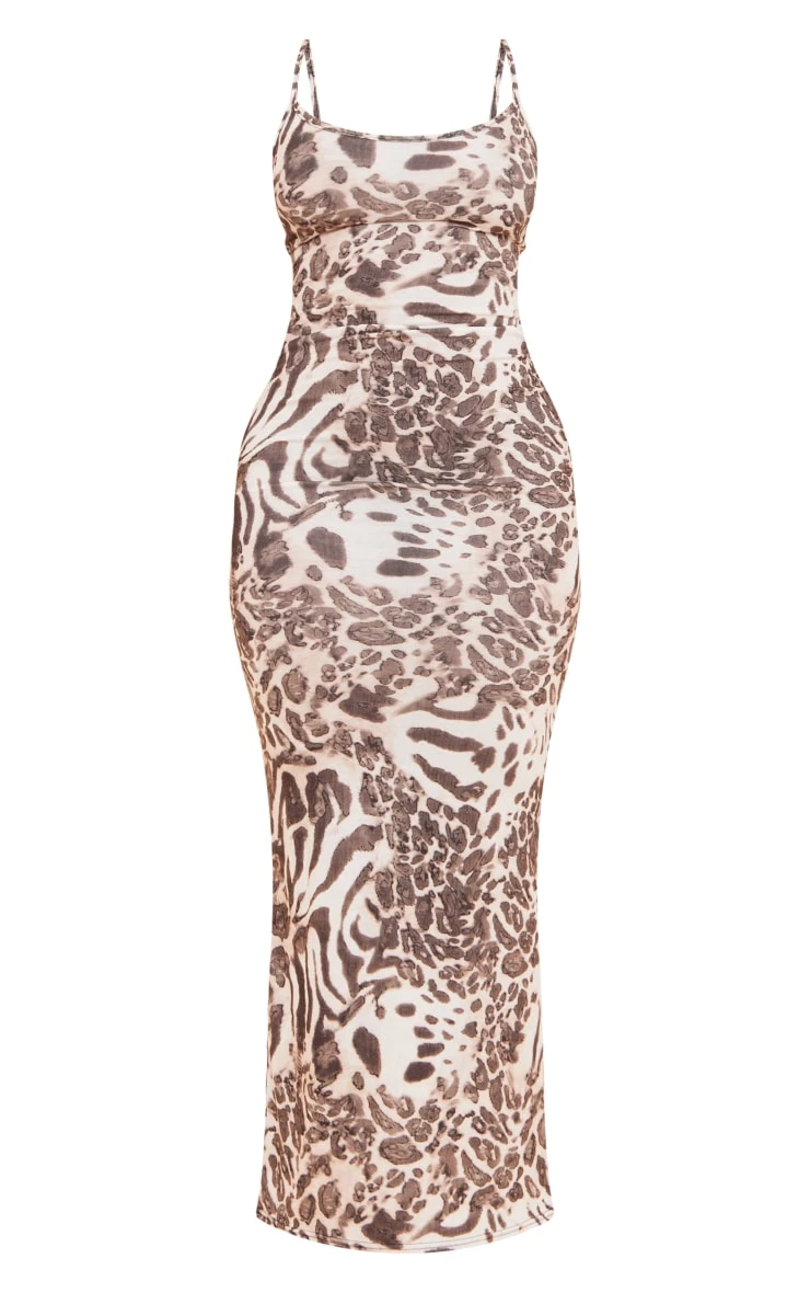 Shape Brown Leopard Printed Jersey Strappy Maxi Dress 7 Shape Brown Leopard Printed Jersey Strappy Maxi Dress - Image 5